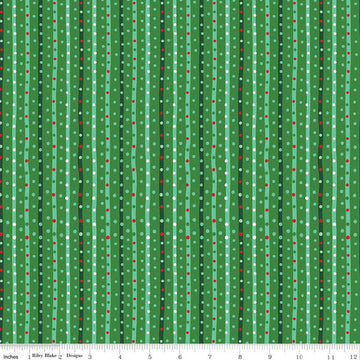 22" End of Bolt - Twas Sugarplum Stripe C13465 Green - Riley Blake Designs - Christmas Stripes Striped - Quilting Cotton Fabric