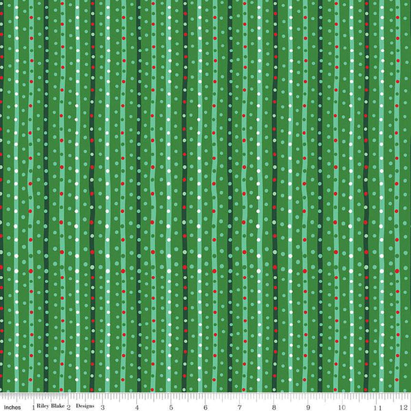 Twas Sugarplum Stripe C13465 Green - Riley Blake Designs - Christmas Stripes Striped - Quilting Cotton Fabric