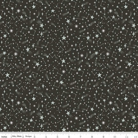 Twas New Fallen Snow SC13466 Charcoal SPARKLE - Riley Blake - Christmas Stars Constellations Silver SPARKLE - Quilting Cotton Fabric
