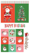 Twas Happy Holidays Panel SPARKLE - Riley Blake - Christmas Gift Bags Pillows Quilt Squares Silver SPARKLE - Quilting Cotton Fabric
