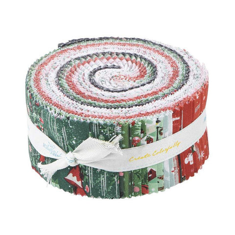 Twas 2.5 Inch Rolie Polie Jelly Roll 40 pieces - Riley Blake Designs - Precut Pre cut Bundle - Christmas Santa - Cotton Fabric