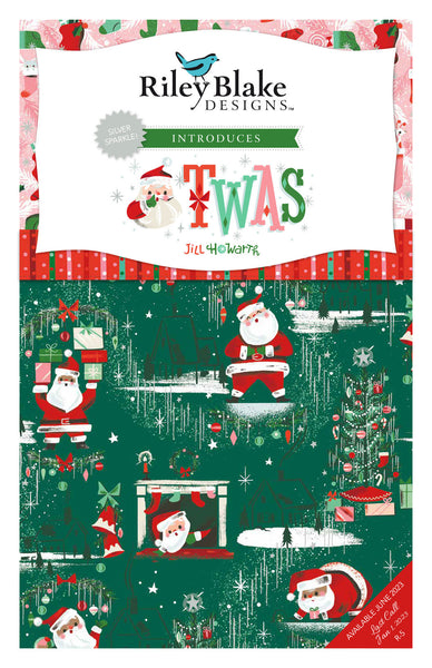 Twas 2.5 Inch Rolie Polie Jelly Roll 40 pieces - Riley Blake Designs - Precut Pre cut Bundle - Christmas Santa - Cotton Fabric