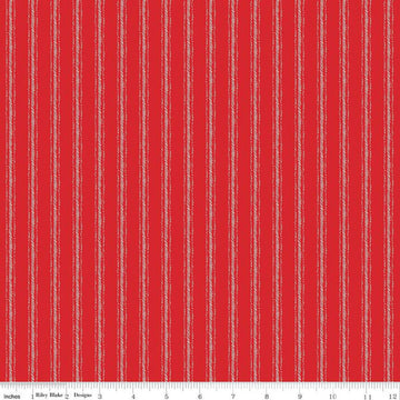 SALE Peace on Earth Ticking C13456 Red - Riley Blake Designs - Christmas Stripe Stripes Striped - Quilting Cotton Fabric