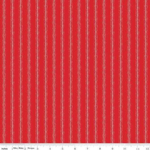 Peace on Earth Ticking C13456 Red - Riley Blake Designs - Christmas Stripe Stripes Striped - Quilting Cotton Fabric