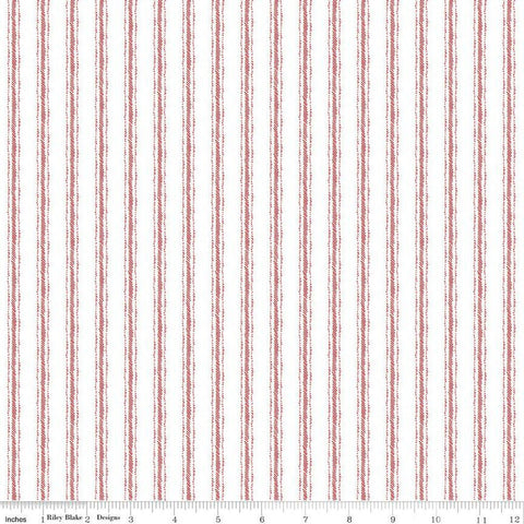 Peace on Earth Ticking C13456 White - Riley Blake Designs - Christmas Stripe Stripes Striped - Quilting Cotton Fabric