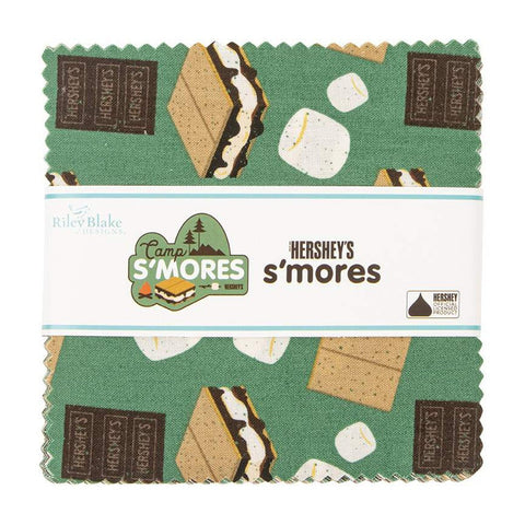 Camp S'mores Charm Pack 5" Stacker Bundle - Riley Blake Designs - 42 piece Precut Pre cut - Camping Hershey - Quilting Cotton Fabric