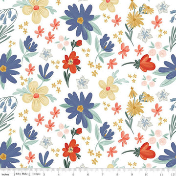 Farmhouse Summer Main C13630 Off White - Riley Blake Designs - Floral Flowers - Quilting Cotton Fabric