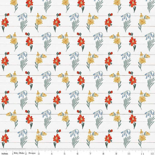 SALE Farmhouse Summer Wildflowers C13631 Off White - Riley Blake Designs - Floral Flowers - Quilting Cotton Fabric
