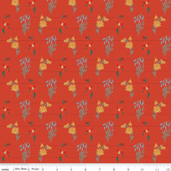 SALE Farmhouse Summer Wildflowers C13631 Red by Riley Blake Designs - Floral Flowers - Quilting Cotton Fabric