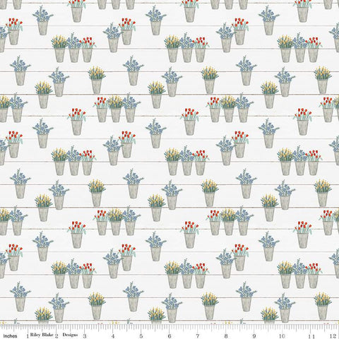 Farmhouse Summer Flower Pots C13633 Off White by Riley Blake Designs - Flower Flowers - Quilting Cotton Fabric