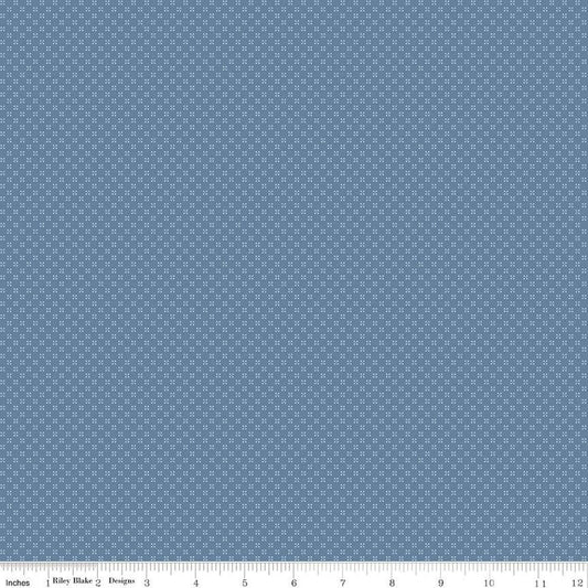 Farmhouse Summer Dots C13635 Denim - Riley Blake Designs - Dotted - Quilting Cotton Fabric