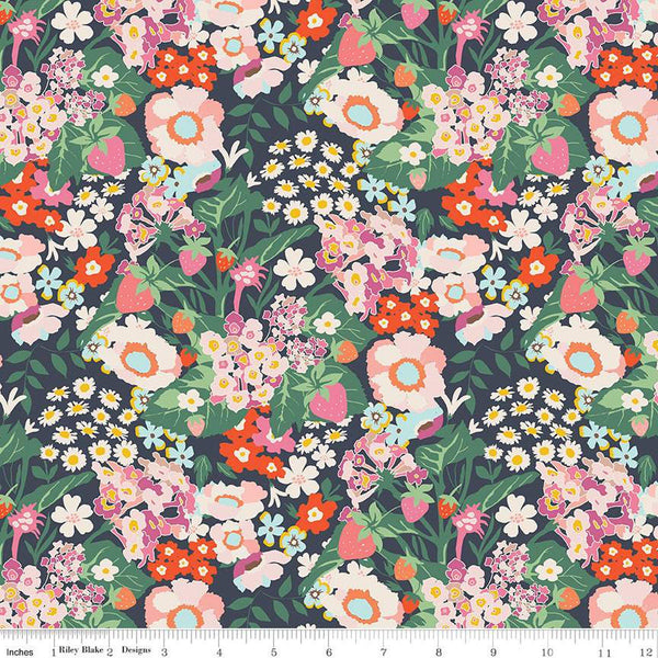 SALE In the Afterglow Main C13370 Midnight - Riley Blake Designs - Floral Flowers - Quilting Cotton Fabric