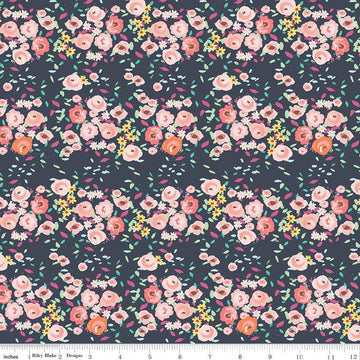 SALE In the Afterglow Floral C13371 Midnight - Riley Blake Designs - Flower Flowers - Quilting Cotton Fabric