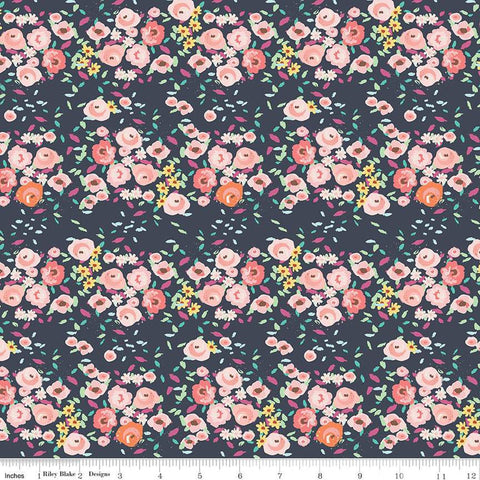 In the Afterglow Floral C13371 Midnight by Riley Blake Designs - Flower Flowers - Quilting Cotton Fabric