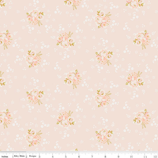 Fat Quarter End of Bolt - In the Afterglow Bouquet C13372 Blush - Riley Blake Designs - Floral Flowers - Quilting Cotton Fabric