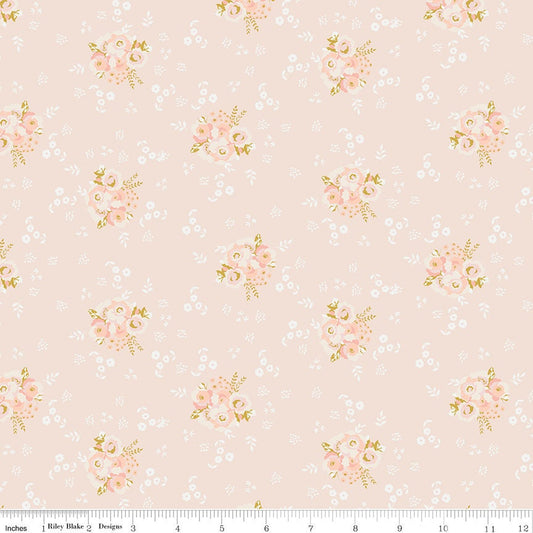 Fat Quarter End of Bolt - SALE In the Afterglow Bouquet C13372 Blush - Riley Blake Designs - Floral Flowers - Quilting Cotton Fabric