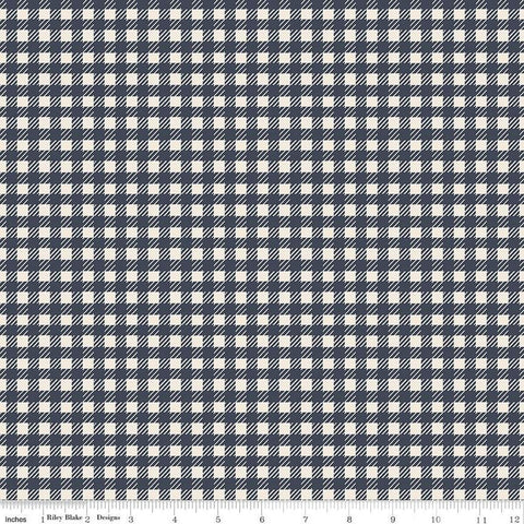 In the Afterglow PRINTED Gingham C13373 Midnight by Riley Blake Designs - 1/4" Cream/Midnight Check Checks- Quilting Cotton Fabric