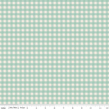 In the Afterglow PRINTED Gingham C13373 Mint - Riley Blake Designs - 1/4" Cream/Green Check Checks- Quilting Cotton Fabric