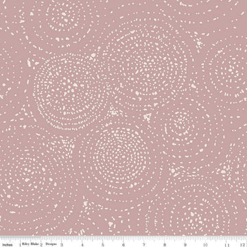 CLEARANCE In the Afterglow Spiral C13374 Dusty Rose - Riley Blake Designs - Concentric Circles Dots - Quilting Cotton Fabric