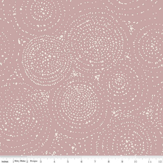 CLEARANCE In the Afterglow Spiral C13374 Dusty Rose - Riley Blake Designs - Concentric Circles Dots - Quilting Cotton Fabric