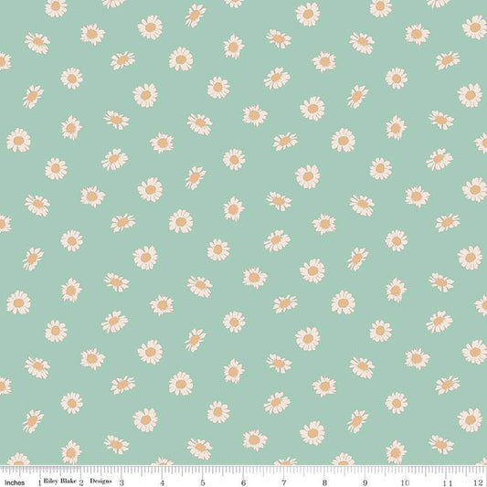 SALE In the Afterglow Daisies C13375 Mint - Riley Blake Designs - Floral Flowers - Quilting Cotton Fabric