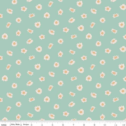In the Afterglow Daisies C13375 Mint by Riley Blake Designs - Floral Flowers - Quilting Cotton Fabric