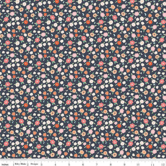 SALE In the Afterglow Flowerbed C13376 Midnight - Riley Blake Designs - Floral Flowers - Quilting Cotton Fabric