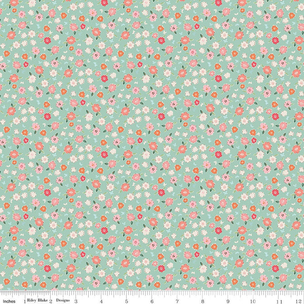 In the Afterglow Flowerbed C13376 Mint - Riley Blake Designs - Floral Flowers Blossoms - Quilting Cotton Fabric