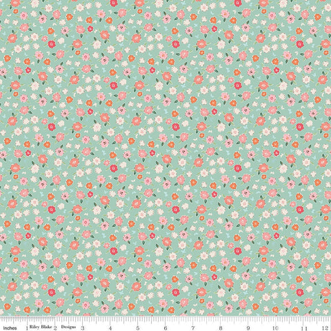 In the Afterglow Flowerbed C13376 Mint - Riley Blake Designs - Floral Flowers Blossoms - Quilting Cotton Fabric