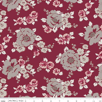 17" End of Bolt - SALE Heartfelt Floral C13491 Ruby - Riley Blake Designs - Flowers - Quilting Cotton Fabric