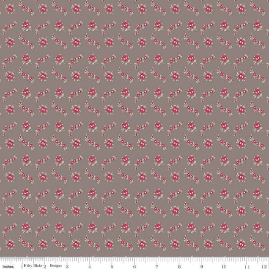 Heartfelt Blossoms C13493 Taupe - Riley Blake Designs - Floral Flowers - Quilting Cotton Fabric