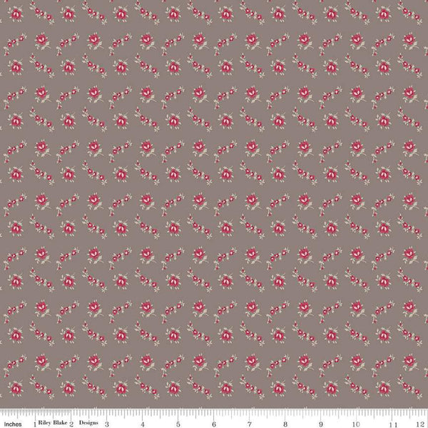 Heartfelt Blossoms C13493 Taupe - Riley Blake Designs - Floral Flowers - Quilting Cotton Fabric