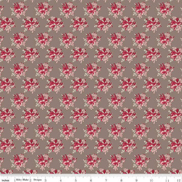 Heartfelt Bouquets C13494 Taupe - Riley Blake Designs - Floral Flowers - Quilting Cotton Fabric