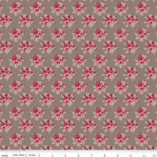Heartfelt Bouquets C13494 Taupe - Riley Blake Designs - Floral Flowers - Quilting Cotton Fabric