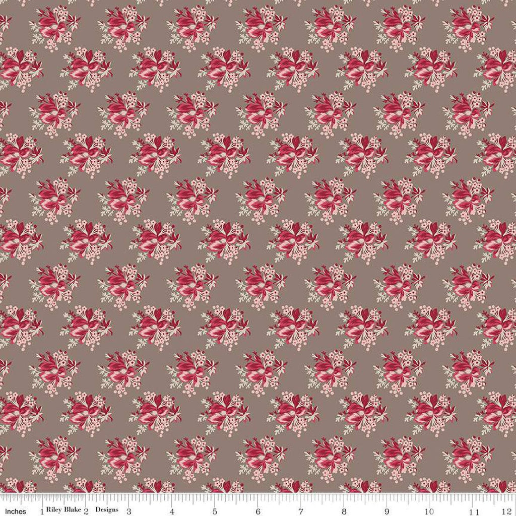 Heartfelt Bouquets C13494 Taupe - Riley Blake Designs - Floral Flowers - Quilting Cotton Fabric