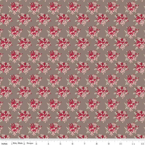 SALE Heartfelt Bouquets C13494 Taupe - Riley Blake Designs - Floral Flowers - Quilting Cotton Fabric