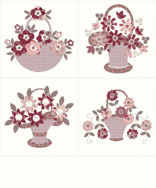 SALE Heartfelt Panel #1 PD13498 by Riley Blake Designs - DIGITALLY PRINTED Baskets Floral Flowers - Quilting Cotton Fabric