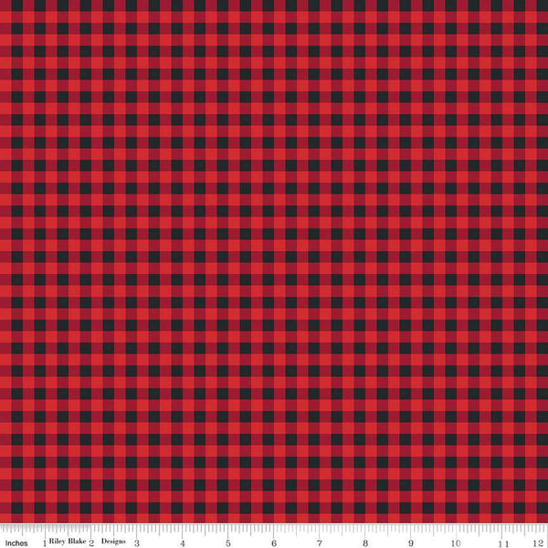 The Magic of Christmas Plaid C13646 Red - Riley Blake Designs - 1/4" PRINTED Gingham Check Checks - Quilting Cotton Fabric