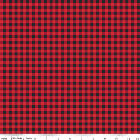 SALE The Magic of Christmas Plaid C13646 Red - Riley Blake Designs - 1/4" PRINTED Gingham Check Checks - Quilting Cotton Fabric