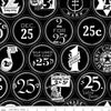 CLEARANCE White as Snow Christmas Labels C13557 Black - Riley Blake Designs - Christmas Vintage Labels - Quilting Cotton Fabric