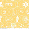 SALE White as Snow Christmas Labels C13557 Yellow - Riley Blake Designs - Christmas Vintage Labels - Quilting Cotton Fabric