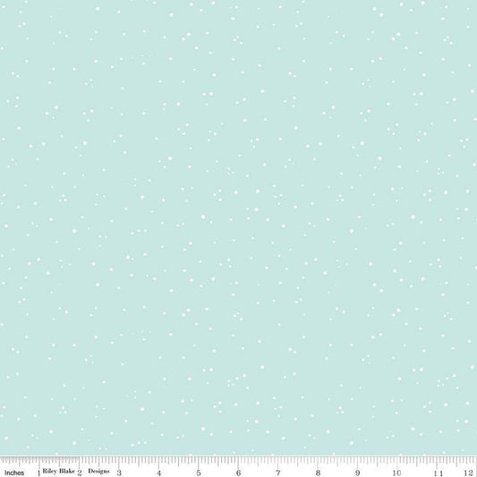 9" End of Bolt - White as Snow A Light Snow C13558 Blue - Riley Blake - Christmas - Quilting Cotton Fabric