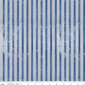 Fat Quarter End of Bolt - SALE White as Snow Scarf Stripe C13560 Blue- Riley Blake Designs - Christmas Stripes Striped - Quilting Cotton