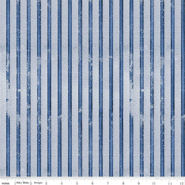 SALE White as Snow Scarf Stripe C13560 Blue- Riley Blake Designs - Christmas Stripes Striped - Quilting Cotton Fabric