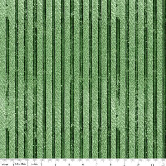 27" End of Bolt - White as Snow Scarf Stripe C13560 Green - Riley Blake Designs - Christmas Stripes Striped - Quilting Cotton Fabric