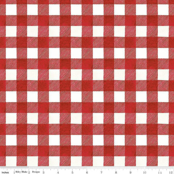 White as Snow Buffalo Plaid C13562 Red - Riley Blake Designs - Christmas 3/4" Red/White Check Checks - Quilting Cotton Fabric