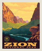 National Parks Poster Panel Zion by Riley Blake Designs - 100th Anniversary Outdoors Recreation Utah - Quilting Cotton Fabric