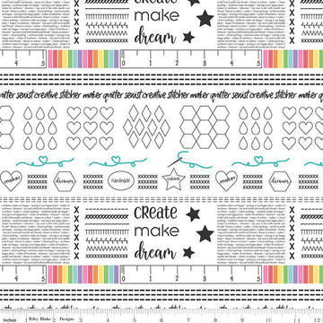 CLEARANCE Make Main C13420 White - Riley Blake Designs - Words Text Icons - Quilting Cotton Fabric