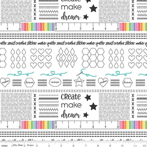 SALE Make Main C13420 White by Riley Blake Designs - Words Text Icons - Quilting Cotton Fabric