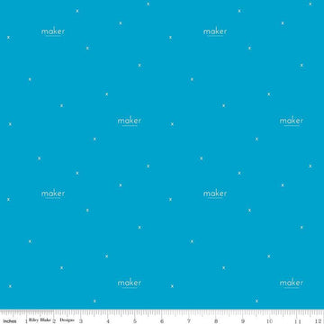 CLEARANCE Make Maker C13424 Blue - Riley Blake Designs - Text Xs - Quilting Cotton Fabric